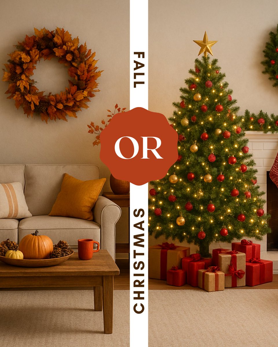 Do you love the cozy charm of fall or the festive sparkle of Christmas? 

React with a 😆 for Fall or ❤️ for Christmas!