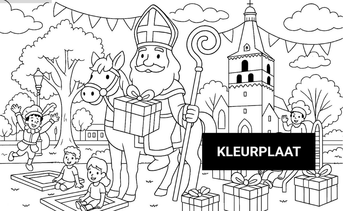 pro98's tweet image. Sinterklaas is weer in het land.  Speciaal voor deze gelegenheid hebben we een mooie kleurplaat met het zo gewenste speeltuintje op het Torenplein van Barneveld! pro98.nl/wp-content/upl…