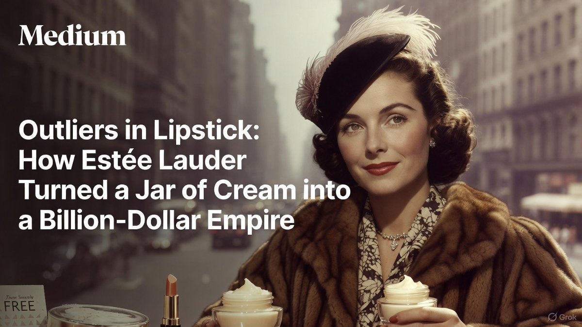 poderico's tweet image. Outliers in Lipstick: How Estée Lauder Turned a Jar of Cream into a Billion-Dollar Empire 
medium.com/p/outliers-in-…