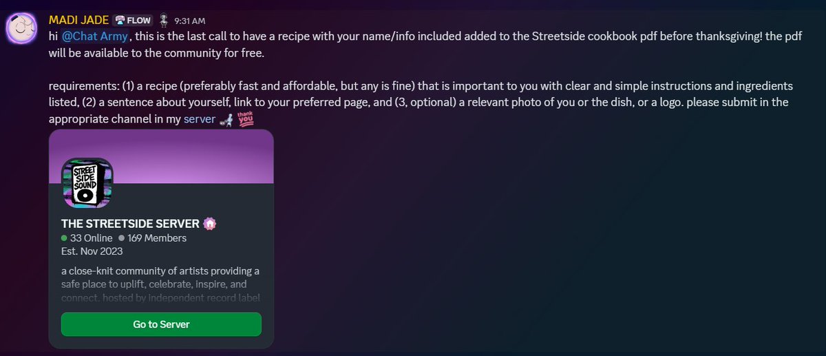 SUBMIT YOUR RECIPE TO THE STREETSIDE SOUNDBITES COOKBOOK PDF TODAY