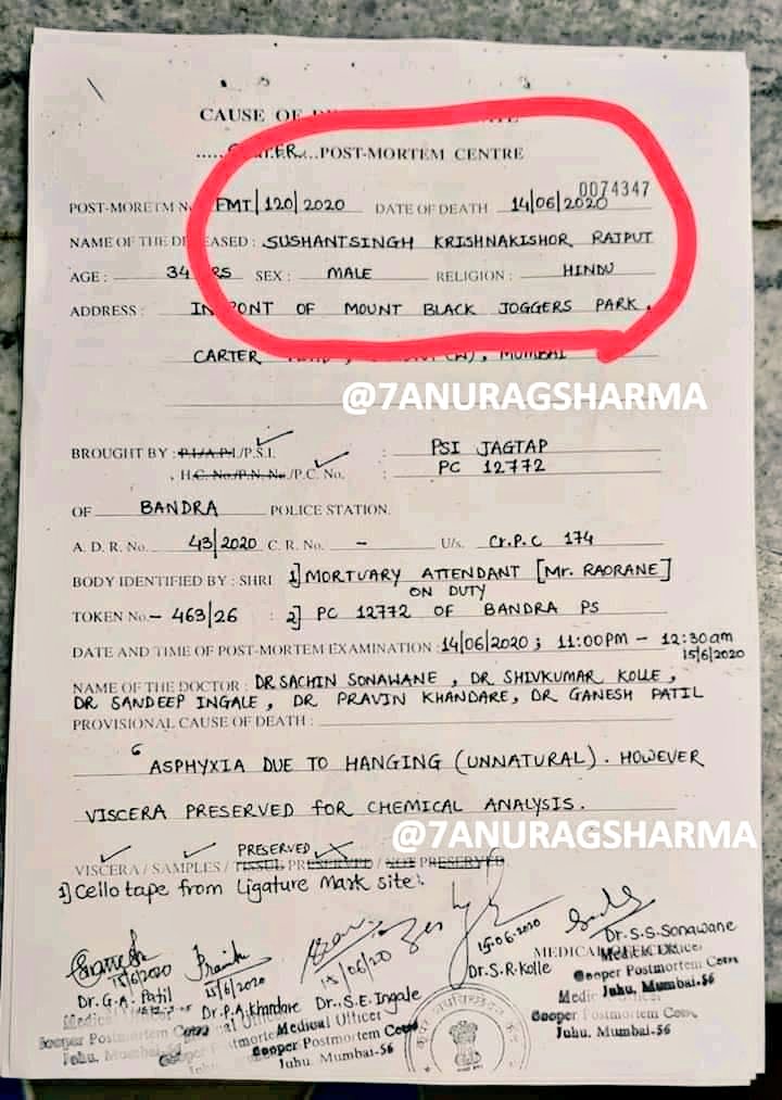 Time of autopsy on report-11.00 pm to 12.30 am (14 - 15 Jun)
Time of autopsy acc to RC -15th Jun morning (she said dis in PR iv wid Rajdeep Sardesai
Whose version is correct? @cbiheadquarters @copsview <a href="/mansukhmandviya/">Dr Mansukh Mandaviya</a> pic.x.com/gIopCfZSLM 
Justice4SSR Need OfThe Hour