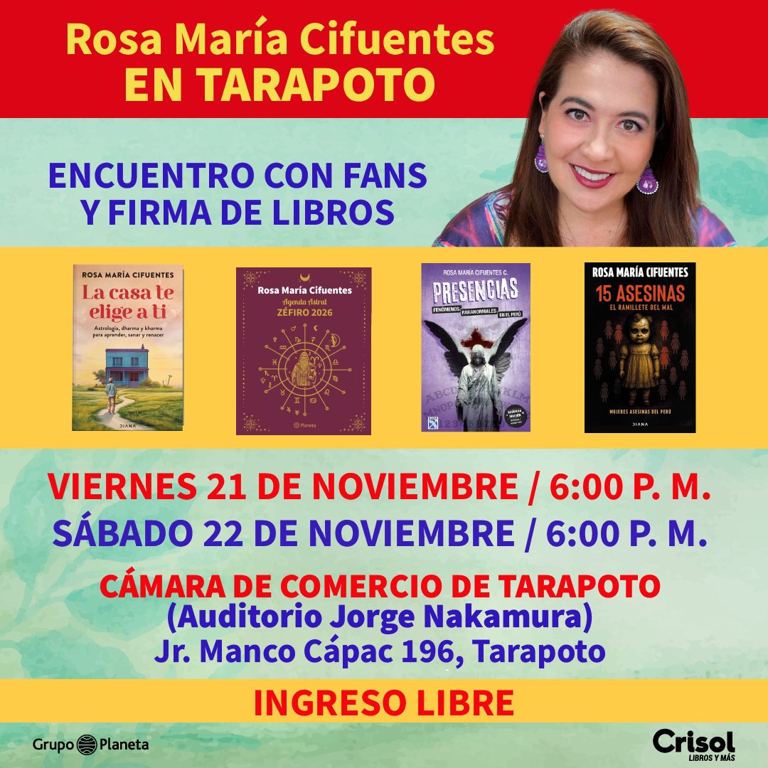 📚 Esta semana la magia de las historias.✨

🗓️ Del 18 al 22 de noviembre, te esperamos con presentaciones de libros y encuentros pensados para que disfrutes de la lectura desde todos los sentidos.

#AgendaTuPlan #PlanetaDeLibrosPerú #EventosLiterarios #Libros