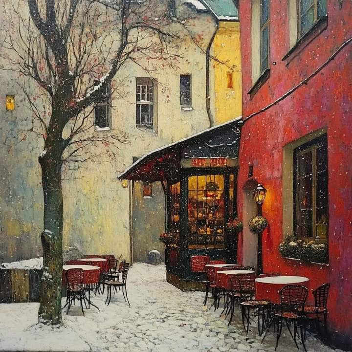 "I have enough memories to drink my coffee alone, in a café that everyone thinks is empty, but is full of absent people...".
       ~Mahmoud Darwish
🎨 by Kaoru Yamada.