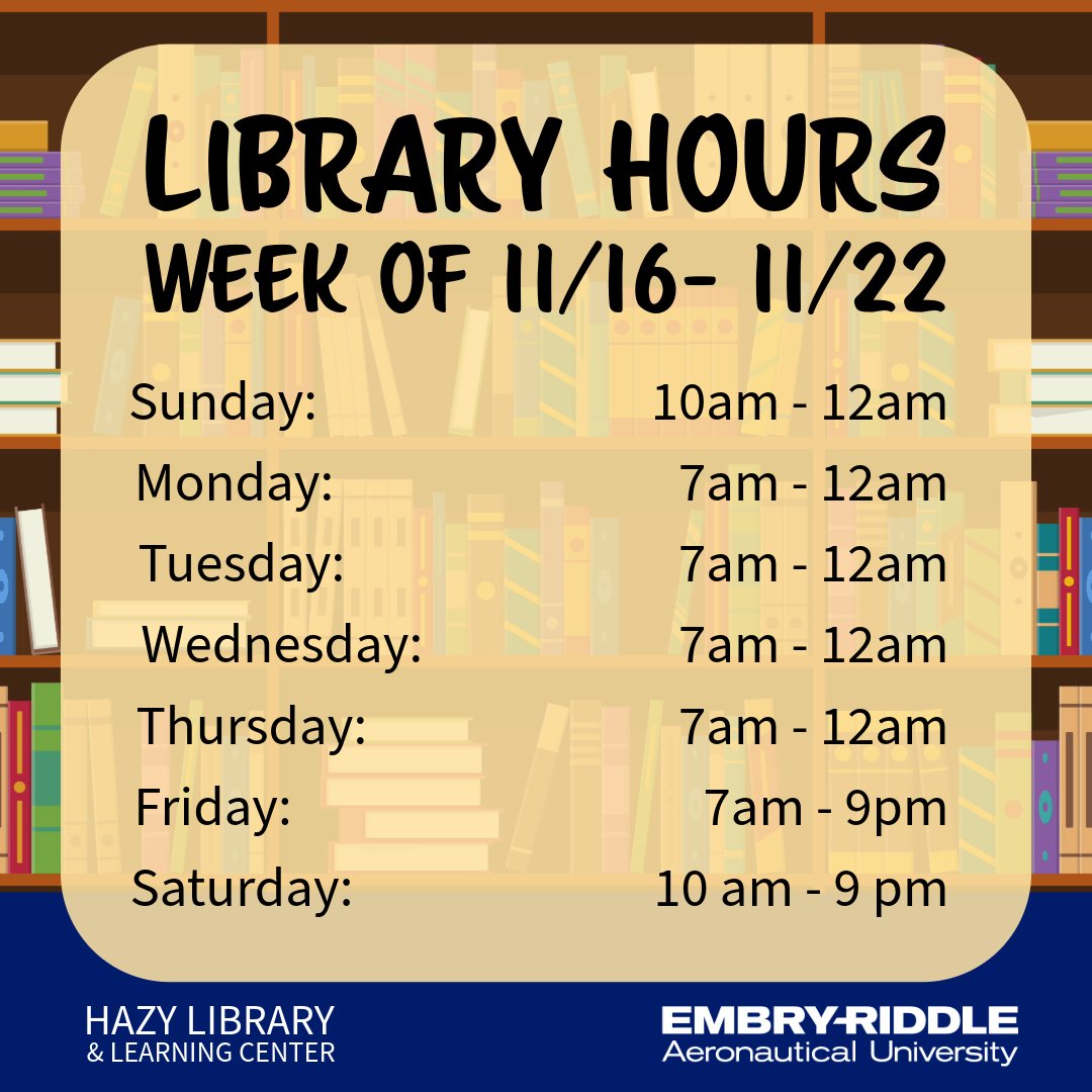 hazylibrary's tweet image. 📅Here are your Hazy Library Hours from November  16 - November 22. Hope to see you here! #HazyLibrary