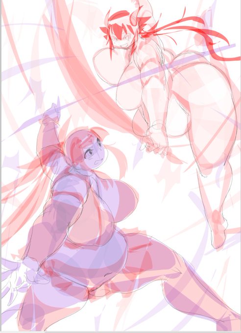 Skebおつぎは「モモキュンソード」の桃子さん鬼姫さんぽっちゃり高速戦闘絵です
また投げ縄塗り 立体が掴みやすいからまあまあ思い切ったポーズが描けて素敵です 