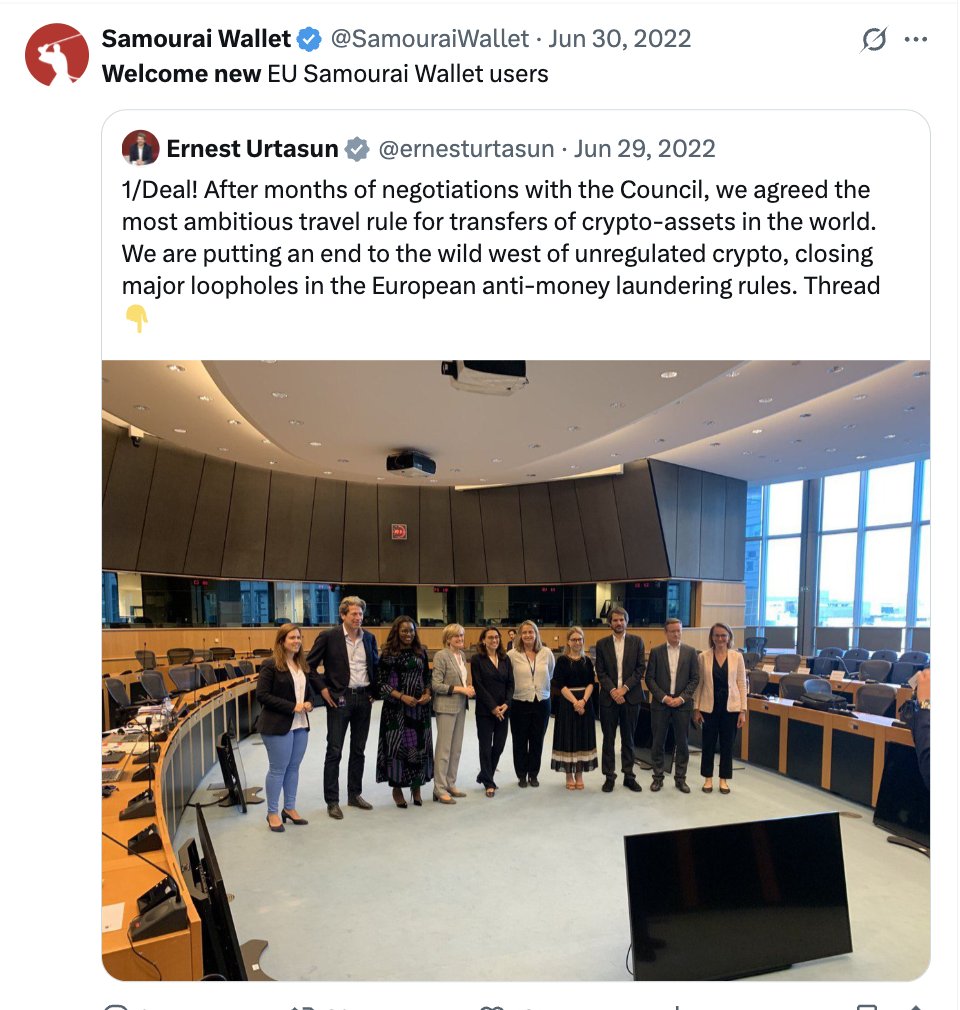 leamuirleyn's tweet image. DOJ focused on “welcoming new Russian oligarch users.” 

Take a look at other tweets with the exact same wording. 

The sharpest minds at SDNY can’t tell the difference between a joke meme made publicly and in English, and a genuine invitation for criminal activity. #freesamourai