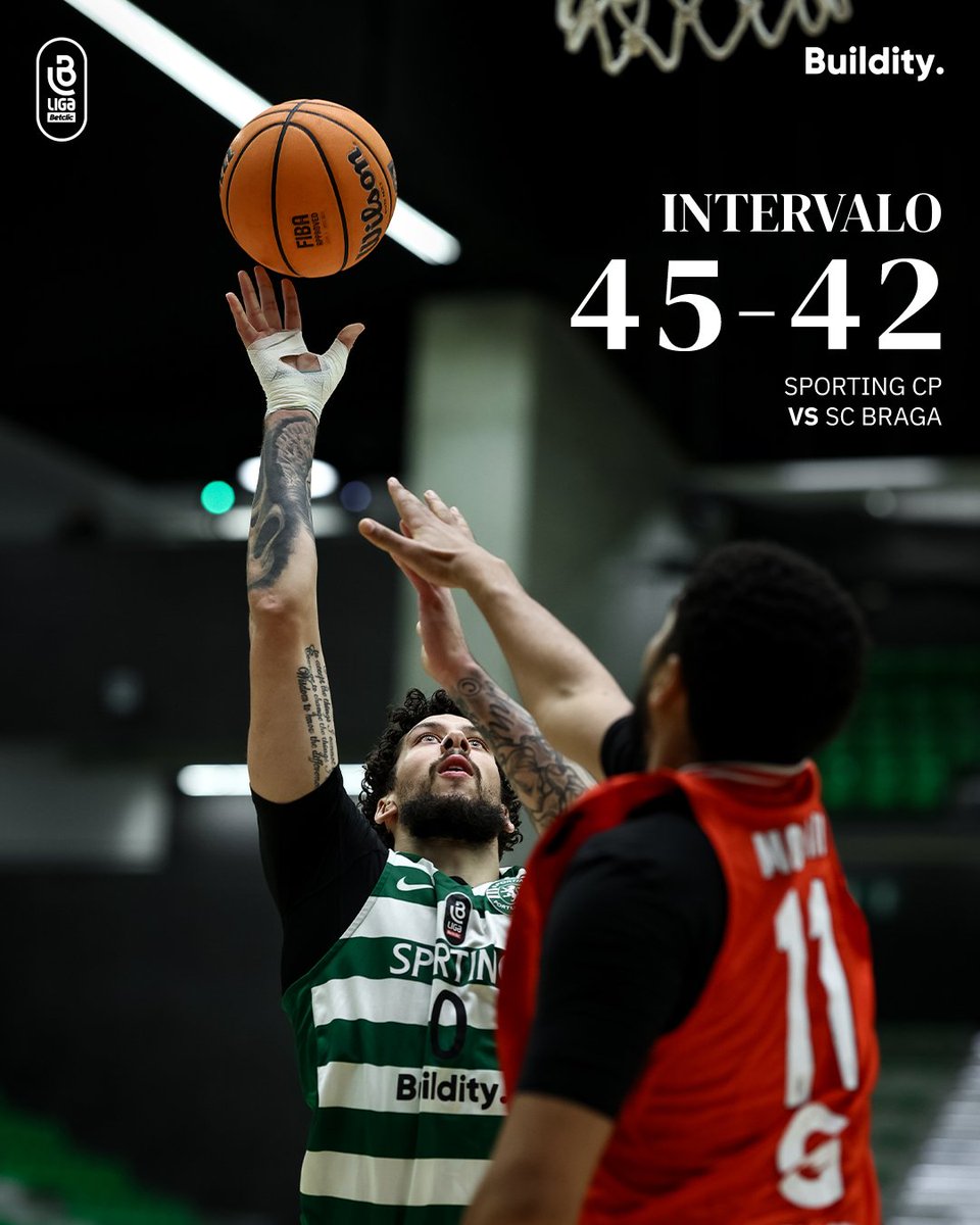 SCPModalidades's tweet image. #BasquetebolSCP | ⏸️ Os Leões recolhem ao balneário em vantagem no marcador.

🟢 45-42 🔴 // #SCPSCB
