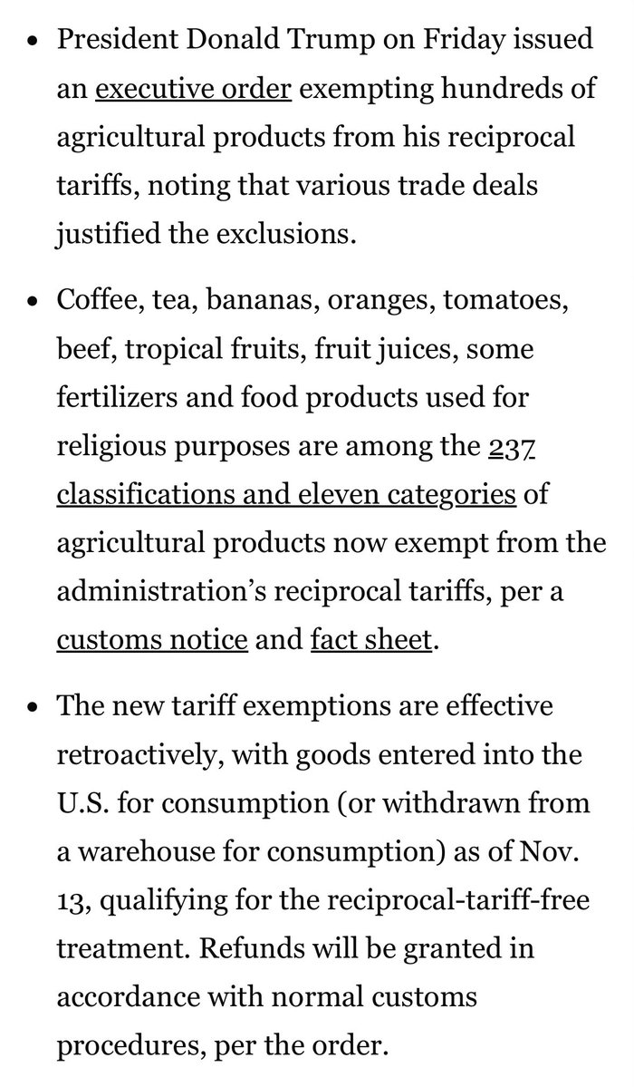 Κατάλαβαν τα τσακάλια ότι τους δασμούς τελικά τους πληρώνουν οι πολίτες, όχι οι χώρες που εξάγουν.
Η προχειρότητα όλου του μέτρου ήταν μνημειώδης και γέμισε την αγορά ανασφάλεια χωρίς λόγο, αφού τώρα τους παίρνουν πίσω.

#τραμπ