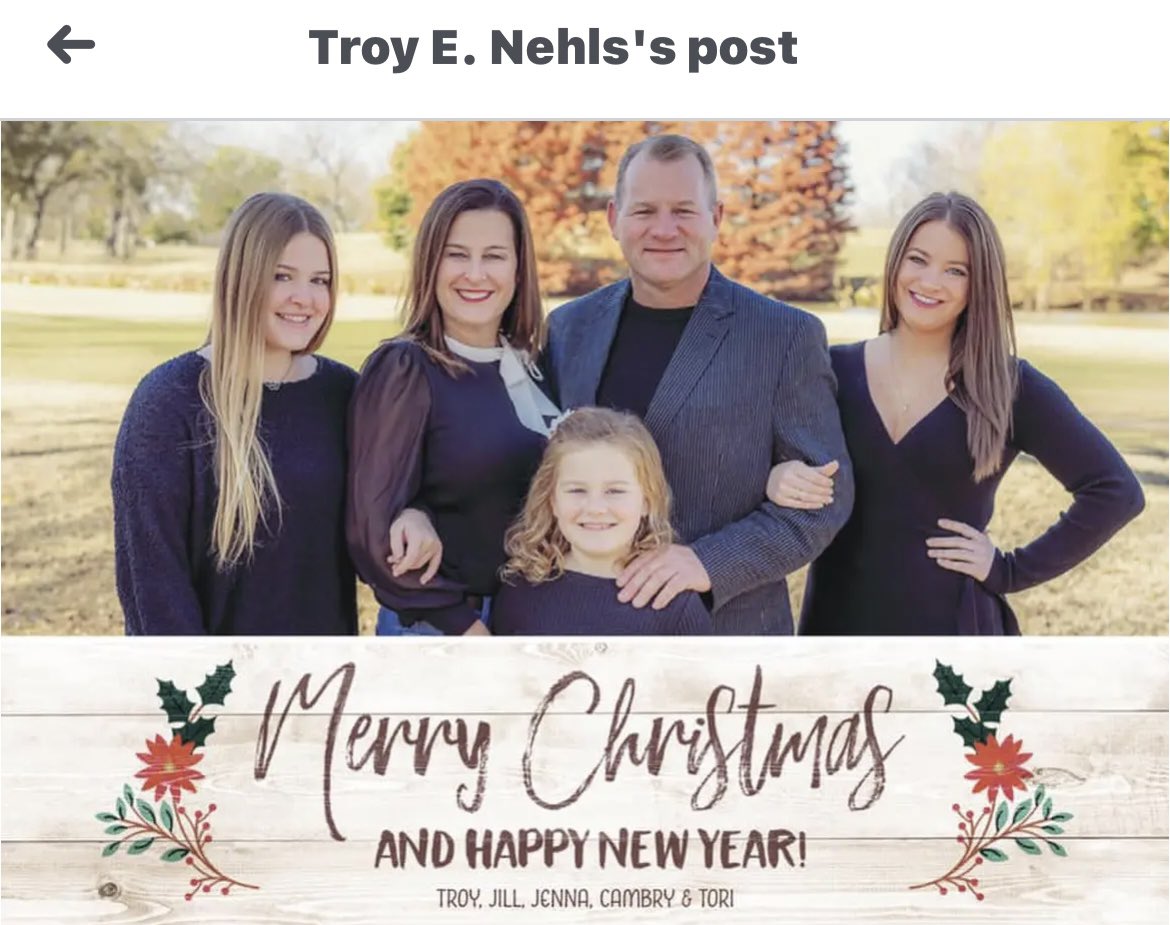 <a href="/RepTroyNehls/">Congressman Troy E. Nehls</a> I see this beautiful family picture and ask myself how could a congressman, a former sheriff with 3 daughters vote NO on releasing the Epstein files.