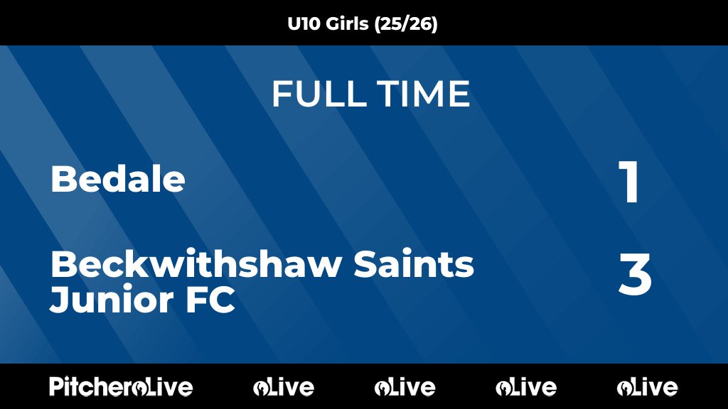 FULL TIME: Bedale 1 - 3 Beckwithshaw Saints Junior FC
#BEDBEC #Pitchero
bsjfc.co.uk/teams/278390/m…
