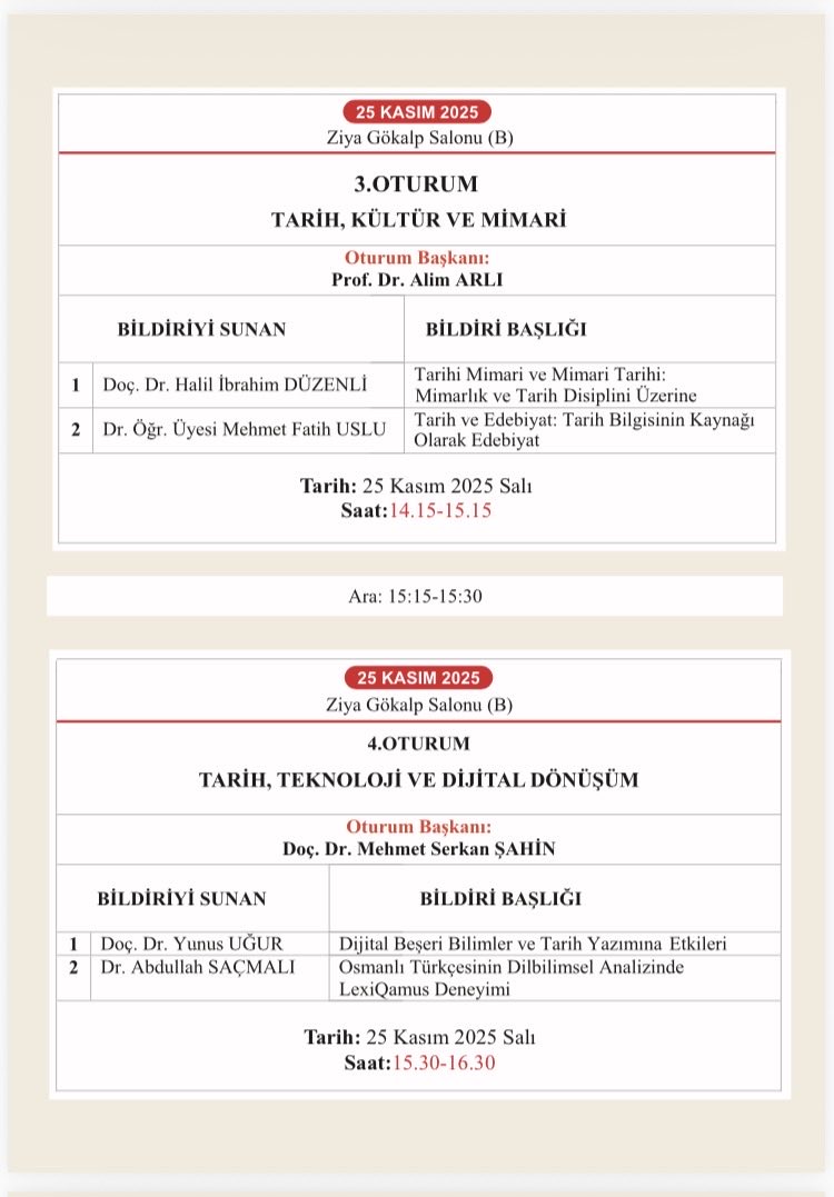 veyselgurhann's tweet image. 25–26 Kasım’da Dicle Üniversitesi(@dicleuni1973)’nde tarih yazımı ve tarih eğitiminde disiplinlerarası yaklaşımların ele alınacağı programın ayrıntıları için bkz.
@hibrahimduzenli @ahmetabdallah @alimarli_   @Yunusugura @Mehmet_O_Alkan @habibsacmali @ozgurkavak78 @dr_ahmetsimsek