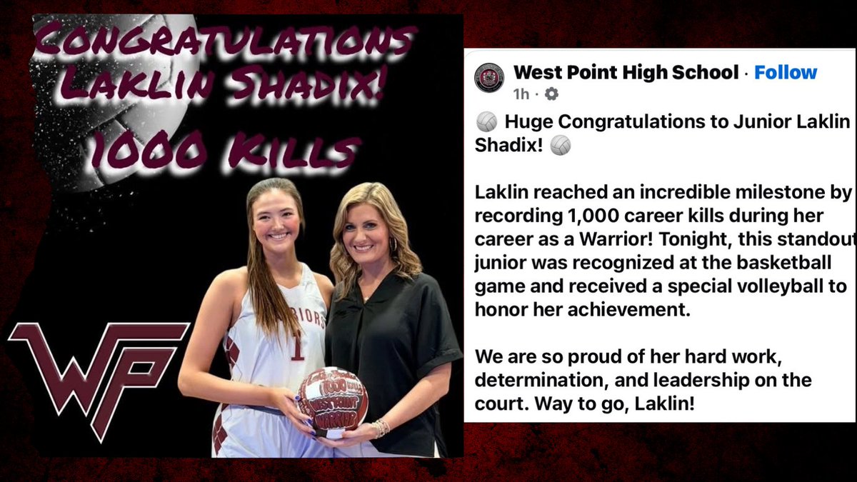 Feeling truly blessed to have reached my 1000th kill in volleyball this season. I want say thank you to my coaches and amazing teammates for making this goal achievable!