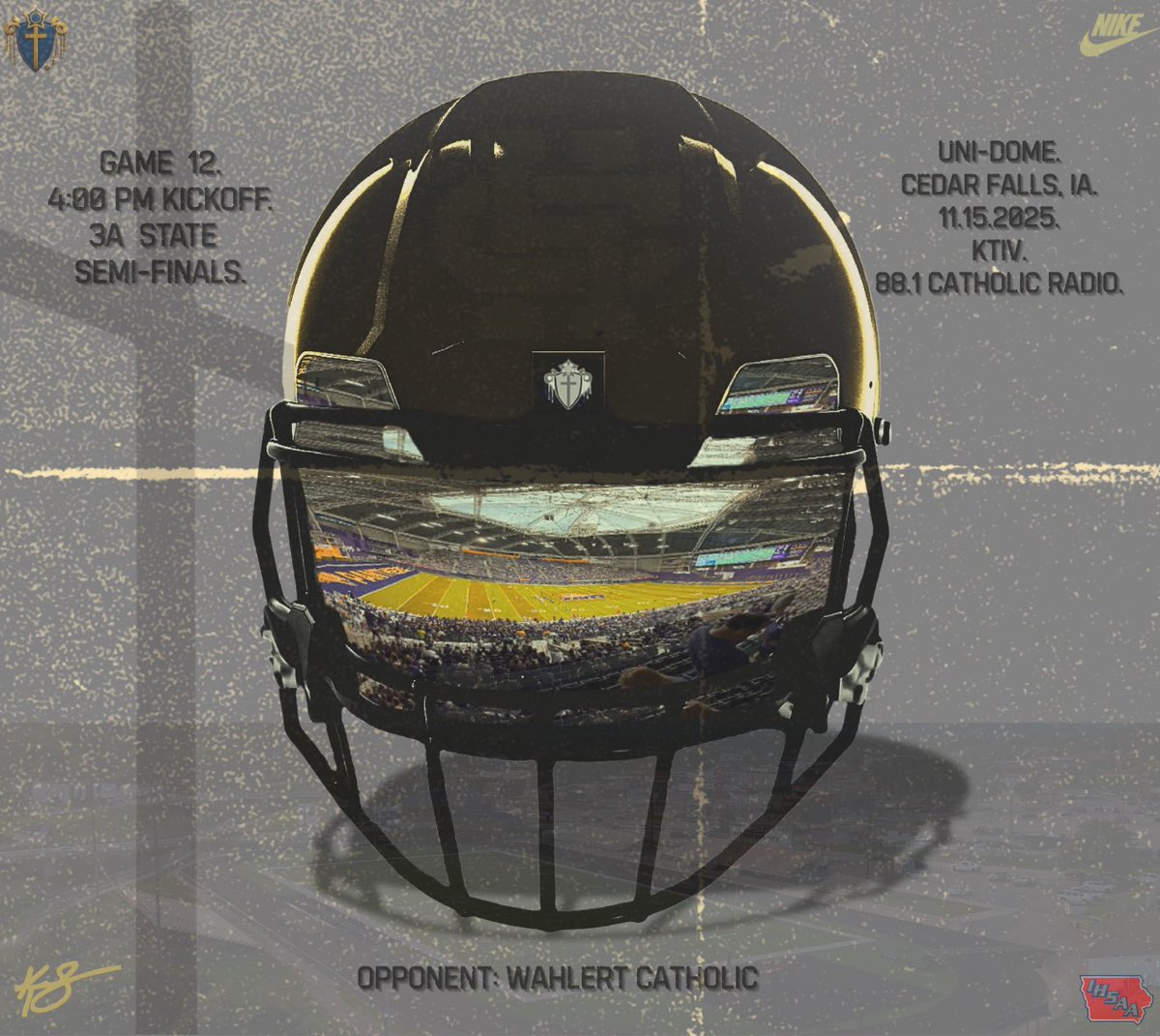 GAMEDAY. 

⏰ 4:00pm
🆚 Wahlert Catholic
📺 KTIV
📻 88.1 Catholic Radio
📍Uni-Dome, Cedar Falls, IA

#TheStandard 🔗