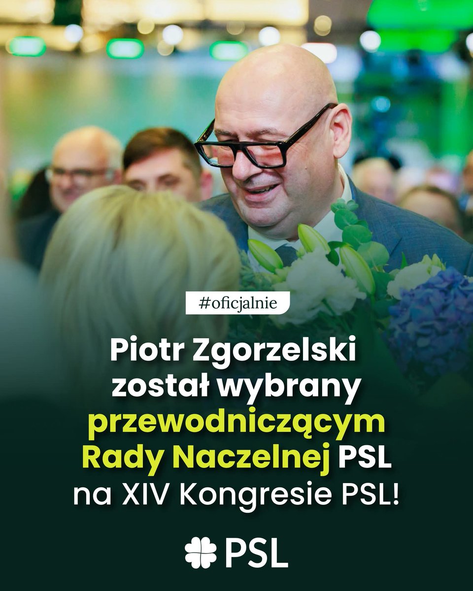 Kolega <a href="/KosiniakKamysz/">Władysław Kosiniak-Kamysz</a> ponownie Prezesem <a href="/nowePSL/">🍀 PSL</a> 👏
Kolega <a href="/PZgorzelskiP/">Piotr Zgorzelski</a> nowym Przewodniczący Rady Naczelnej 👏
Gratuluję i działamy 🤝 🍀