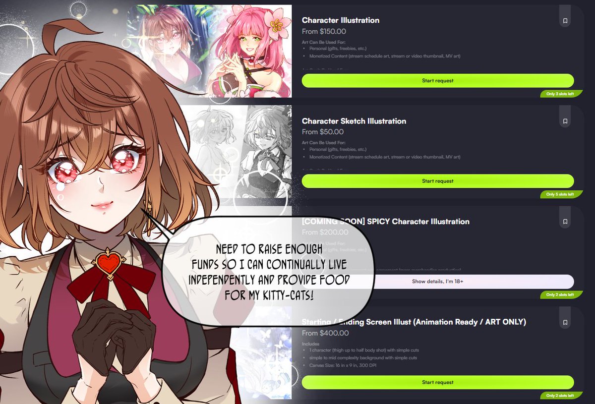I'm once again upping my comms!! I'm a bit short on funds to get by this month, and I'm hoping to raise enough or even extra to secure an amount for next month. I'm also 1 more review away from getting verified!! Please comm me bestie 🥹🙏 #VGenComms  #commissionsopen
