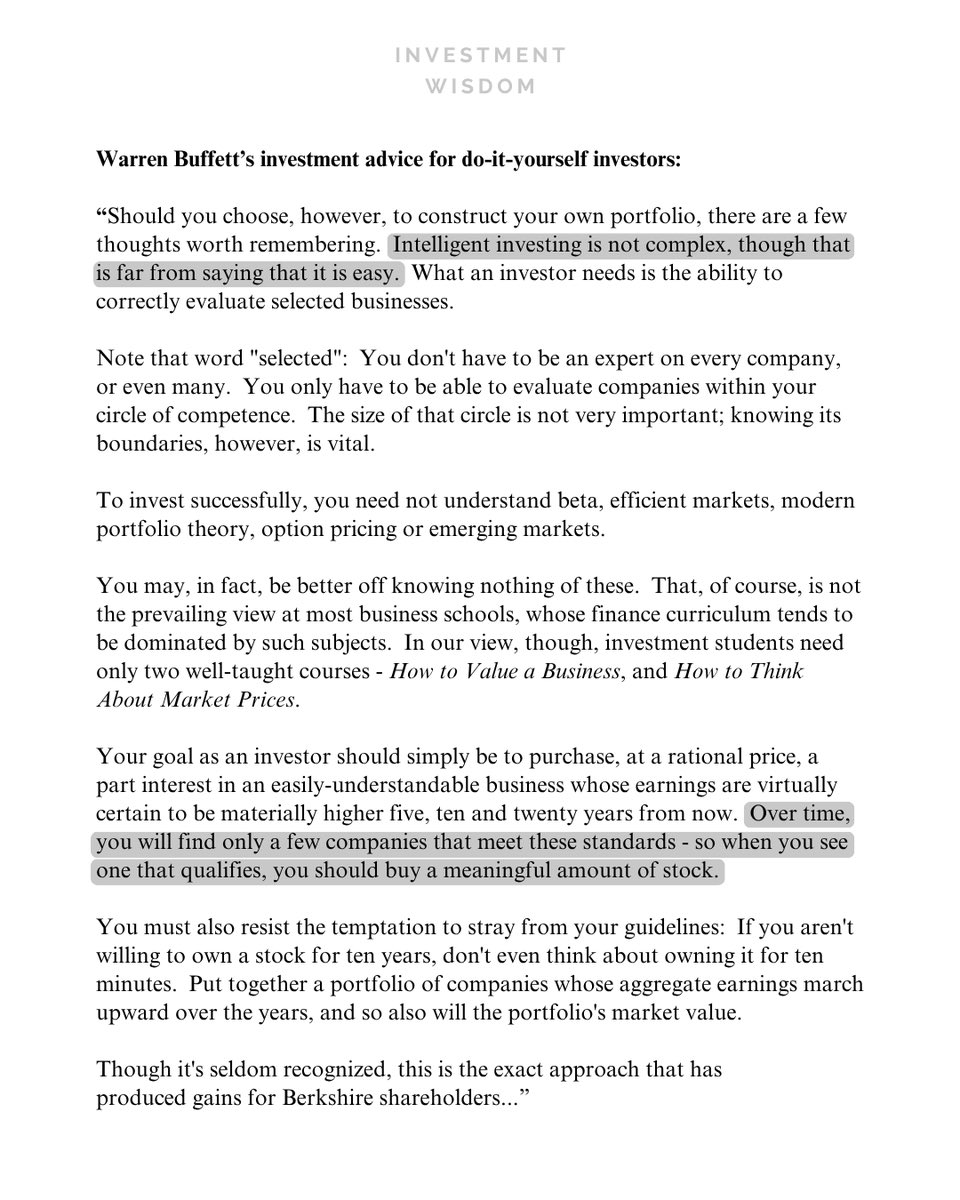 Warren Buffett’s investment advice for do-it-yourself investors: