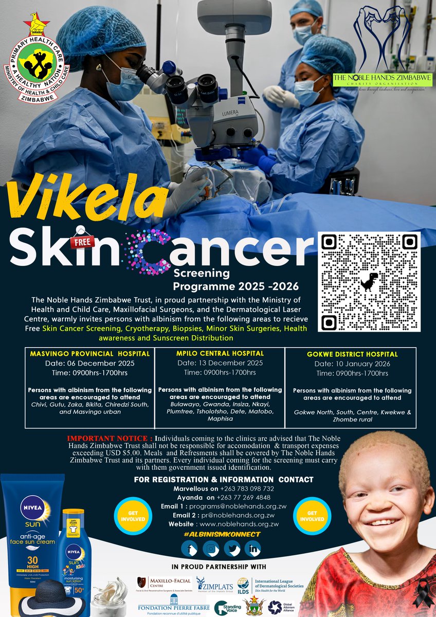 The_Tonga_Queen's tweet photo. Greetings Zimbabwe here is a positive one from all we have done together

Firstly l would like to take this opportunity to thank the love and support that the Zimbabwe and people beyond our borders have continued to give towards the Albinism Konnect Skin Cancer Initiative. You know skin cancer is easily preventable and nobody must die because of the disease. Many people with albinism in Zimbabwe struggle to access sunscreen lotions and the most devastating challenge is many parents at birth are not given counselling and awareness about how to care for children with albinism. As you know most in the rural and to some extend urban setups more and more people are going to the apostolic sects (Masowe) where they normally congregate in the open sometimes during the day and children with albinism are also exposed there without and sun protection. Some work in open environments with their children as well without protection. It is at that particular phase where the damage occurs regardless of the person having access sunscreen and sun protection at a later stage. Many continue to go for months without sunscreen and protective clothing due to the price and challenges in accessing the live saving ointment.
I would like to thank partners like @zimplats @NedbankZimbabwe @MoHCCZim @NetOneCellular @ZITF1 @zimgold5 @StandingVoice @Fondationfemmes @euinzim who have stood with us since 2020, together we have impacted over 5000 people with albinism across Zimbabwe. More so through Zimplats we have distributed 9732 bottles of sunscreen lotions as well as lipbalms. 

❤️Then to the backbone of our skin cancer patient support initiatives we would not have be where we are if it wasn’t for selfless Zimbabweans and supporters beyond the boarders who have collaborated with us through crowd funding where to date we have raised over USD $80 000 and impacted over 65 skin cancer patients, paid school fees to children and supported over 100 families with groceries and other needs. The Albinism Konnect is because of you, the credit is not our it belongs to each and every one of you from those who reposted, liked, shared our work up to those who continue to find it in their hearts to support us todate.
In the midst of the health care challenges affecting our country, l would like to also thank the selfless health workers in various public health institutions that we work with. We continue to move mountains together with a special recognition to our very own sons of the soil Dr I Mutangadura and Dr Wayne Manana @Waynemanana  @aaoms  @PGHZIM who have gone above and beyond to support not only the Albinism Konnect Initiative but countless people with albinism though giving the medical care for free.

✅️As we continue our work, we are fighting towards reducing cases of untreatable skin cancers among persons with albinism in Zimbabwe by 125 every year through skin screenings and expediting cancer treatment pathway right from communities. This year we are closing it with free skin cancer screening Programmes targeting Bulawayo, Gokwe and Masvingo. As part of promoting sustainability we are going to be supporting the health institutions involved with manuals for best practices on skin cancer management and albinism. Our hope in the near future is to have a mobile skin cancer clinic which will bring these preventative services to more communities.

Lastly as a person with albinism who have lived and survived under the most harsh environments, l have seen people with albinism die at a very tender age due to mostly untreated skin cancers. I do this work not because it’s a job but it’s a passion where l want also contribute to impacting my own communities. Even without resources my hope and aspiration continues to burn brighter.
Yours Truly

Queen of BaTonga
Daughter of the BaTonga Tribe