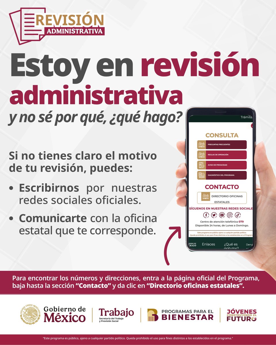 JovConFuturo's tweet image. Comunícate a los canales oficiales del Programa.👌
#JóvenesConstruyendoElFuturo #RevisiónAdministrativa