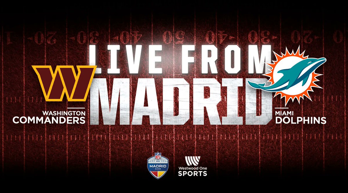 Tomorrow - 9:15am ET // 2025 NFL Madrid Game // Announcers: Oliver Wilson and Brian Mitchell