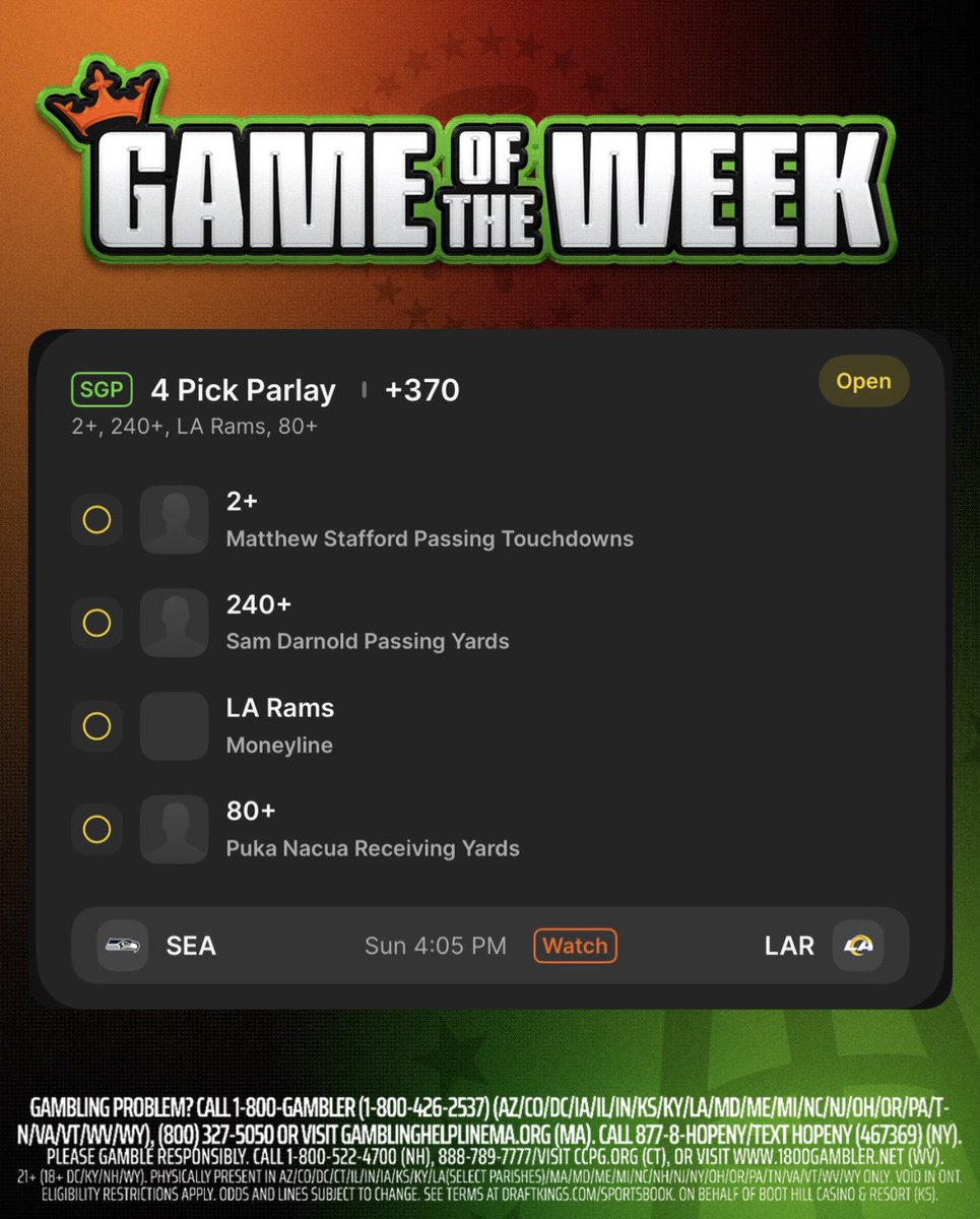 oonacmccaughan's tweet image. My first #BarstoolGOTW #DKpartner