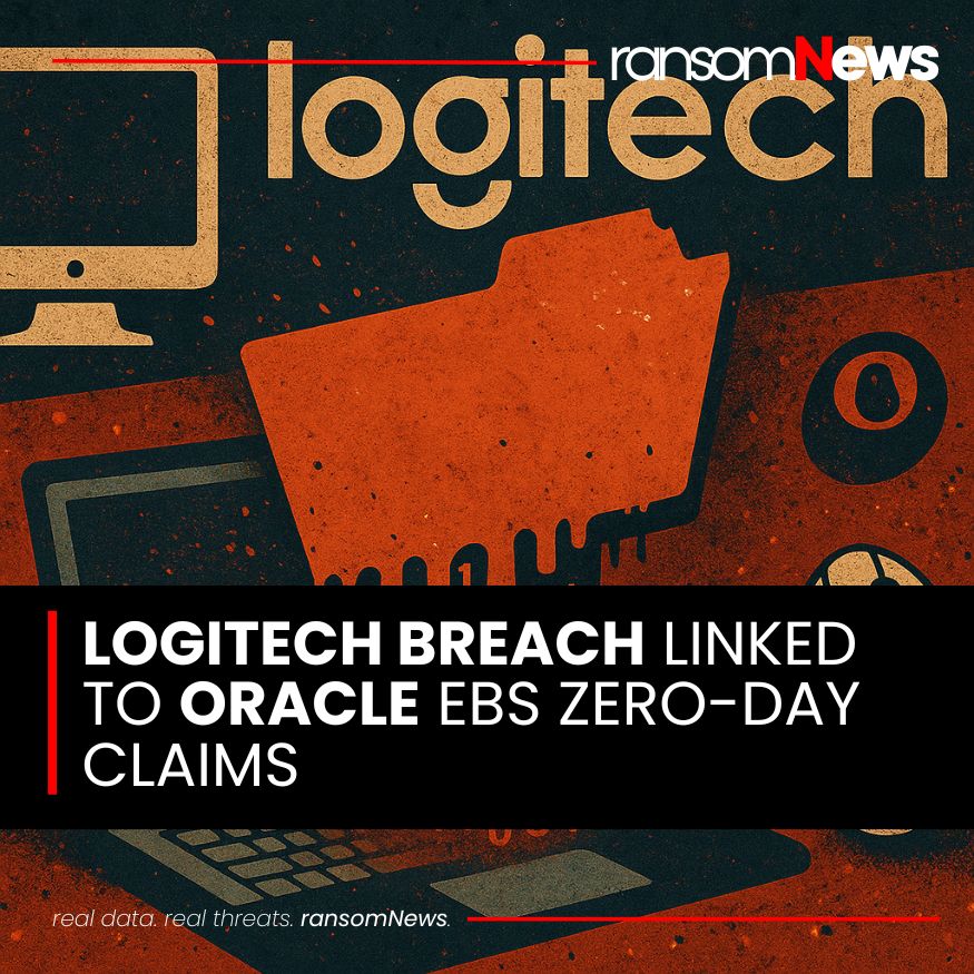 ransomnews's tweet image. ⚠️ Logitech confirms breach after CL0P extortion 

#Logitech filed an 8-K confirming data exfiltration with no product/operations impact. Breach via third-party 0day, likely Oracle E-Business Suite (CVE-2025-61882).
CL0P claims 1.8TB; firm says no ID or card data accessed.…