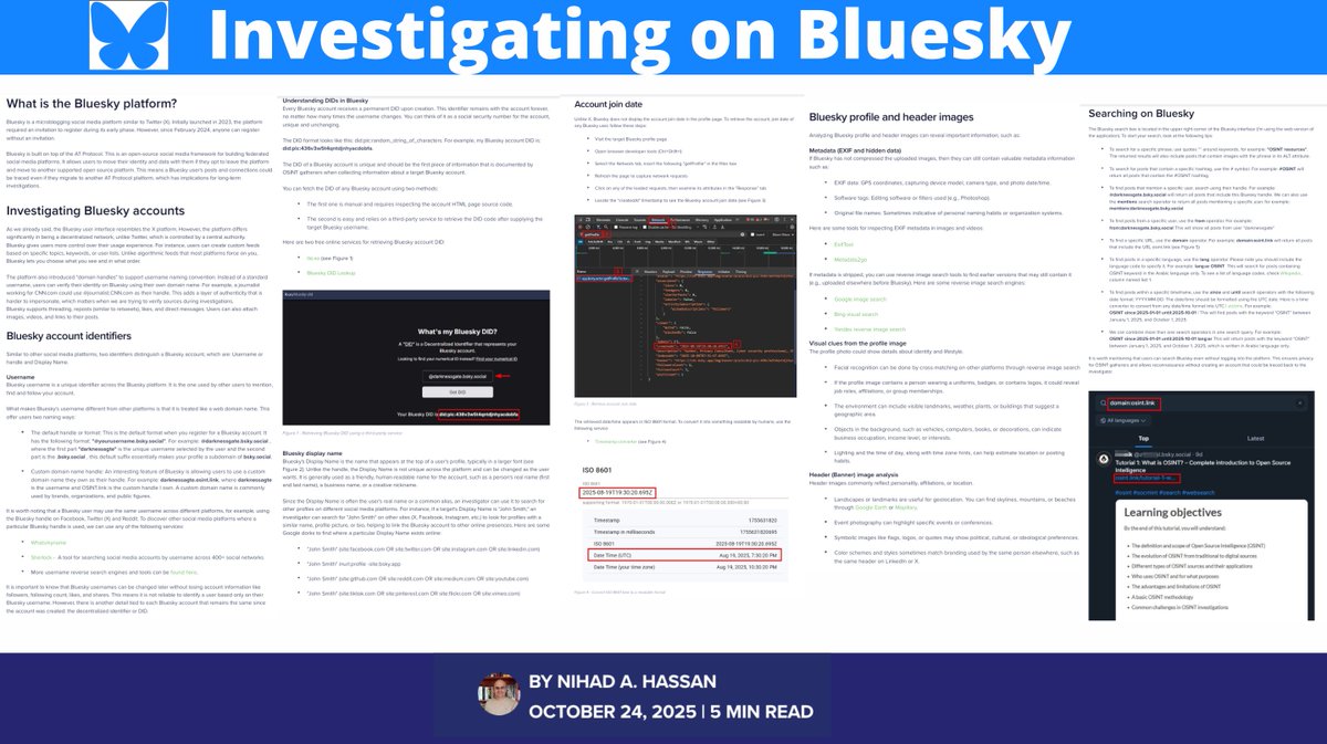 cyb_detective's tweet image. Investigating on Bluesky

Guide by @DarknessGate:

What is the Bluesky platform?
Investigating Bluesky accounts
Bluesky account identifiers
Account join date
Bluesky profile and header images
Profile bio
Using Google dorks to search within Bluesky

authentic8.com/blog/investiga…