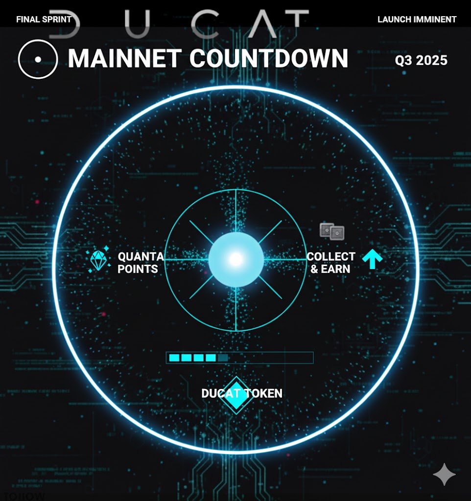 loko_btc's tweet image. @Ducatstable &quot;Mainnet Countdown is ON!  Ducat is officially targeting Q3 2025 for its full launch, bringing the DUCAT governance token to life. Make sure your Quanta Points are stacked—this is the final sprint before the big drop! #Ducat #MainnetLaunch #Q32025 #DUCATToken