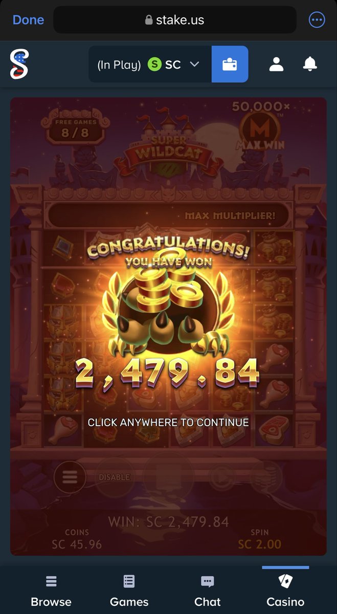 Did some spins with the <a href="/StakeUsa/">Stake.US</a> weekly and hit for 2.4k BANG

$50 (Doubled if under code cuvey on StakeUS or Stake)

✅LIKE/RT
✅FOLLOW
✅Tag a Friend