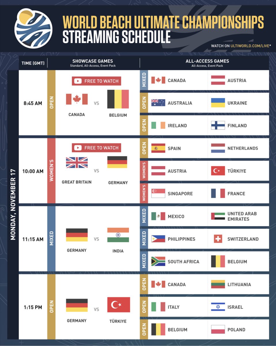wfdf_wbuc's tweet photo. Big shoutout to our broadcasting crew @ultiworld ! The Streaming Schedule is out.

#2025wbuc
#wbuc 
#wfdf 
#worldflyingdisc 
#wfdfevents https://t.co/ma5BeimeDX