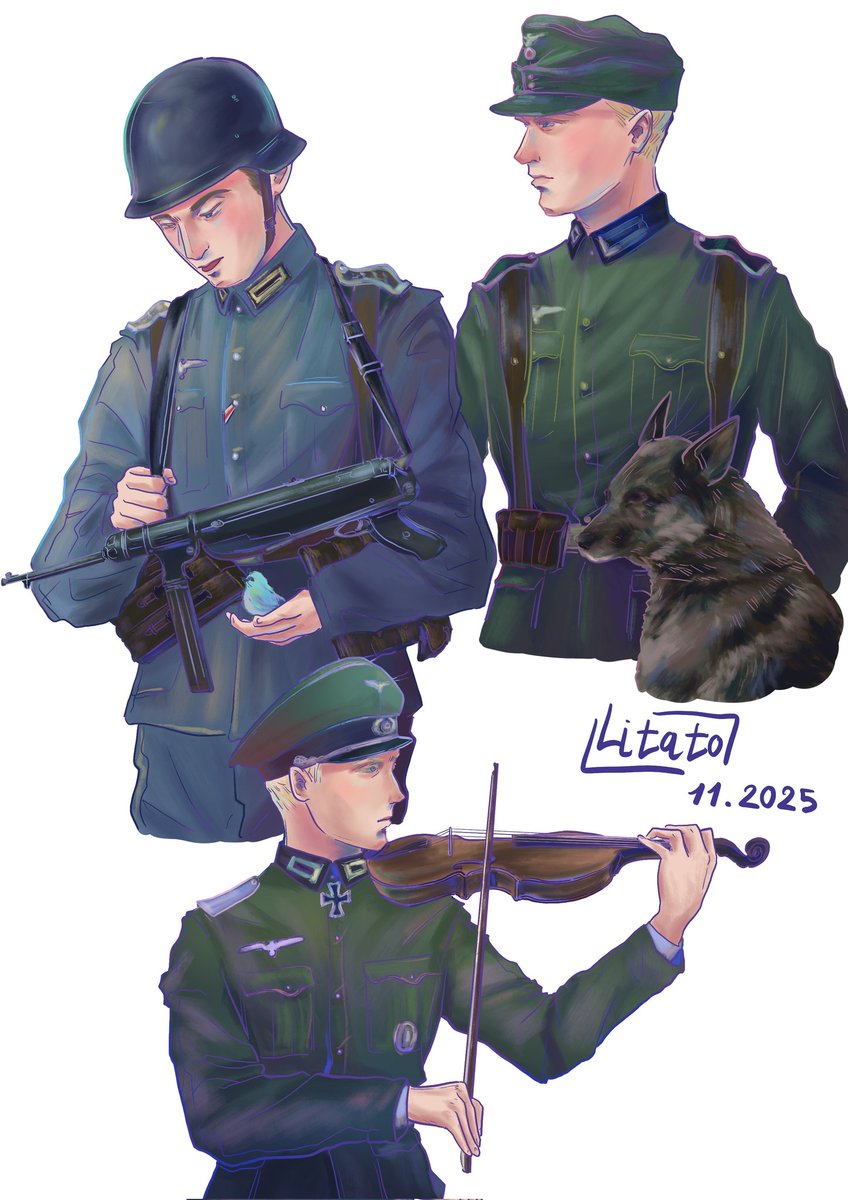 Didn't use my own colour palette as usual but darker colours. Also I tried my best with weapons and animals 🤗