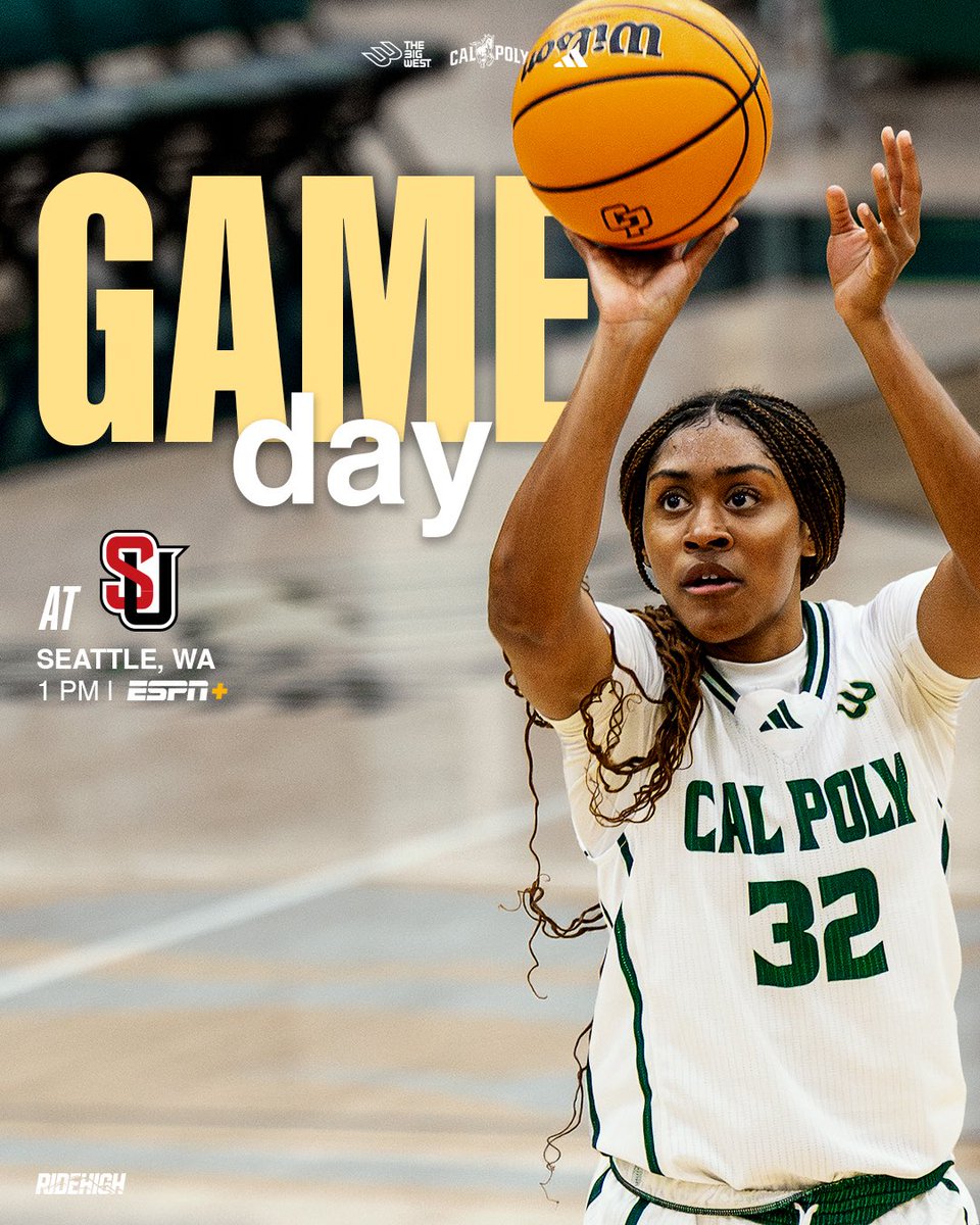 CalPolyWBB's tweet image. Gameday in the Emerald City 

🆚 Seattle U
📍 Seattle, WA
⏰ 1PM
📺 ESPN+
📊 GoPoly.com

#RideHigh