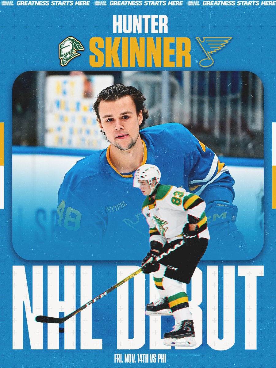 OHLHockey's tweet image. Hunter Skinner made it to the national 🤩

Congratulations to the @LondonKnights alumni on making his @NHL debut last night with the @StLouisBlues! 

DETAILS 🗞️: tinyurl.com/33t7y5yv