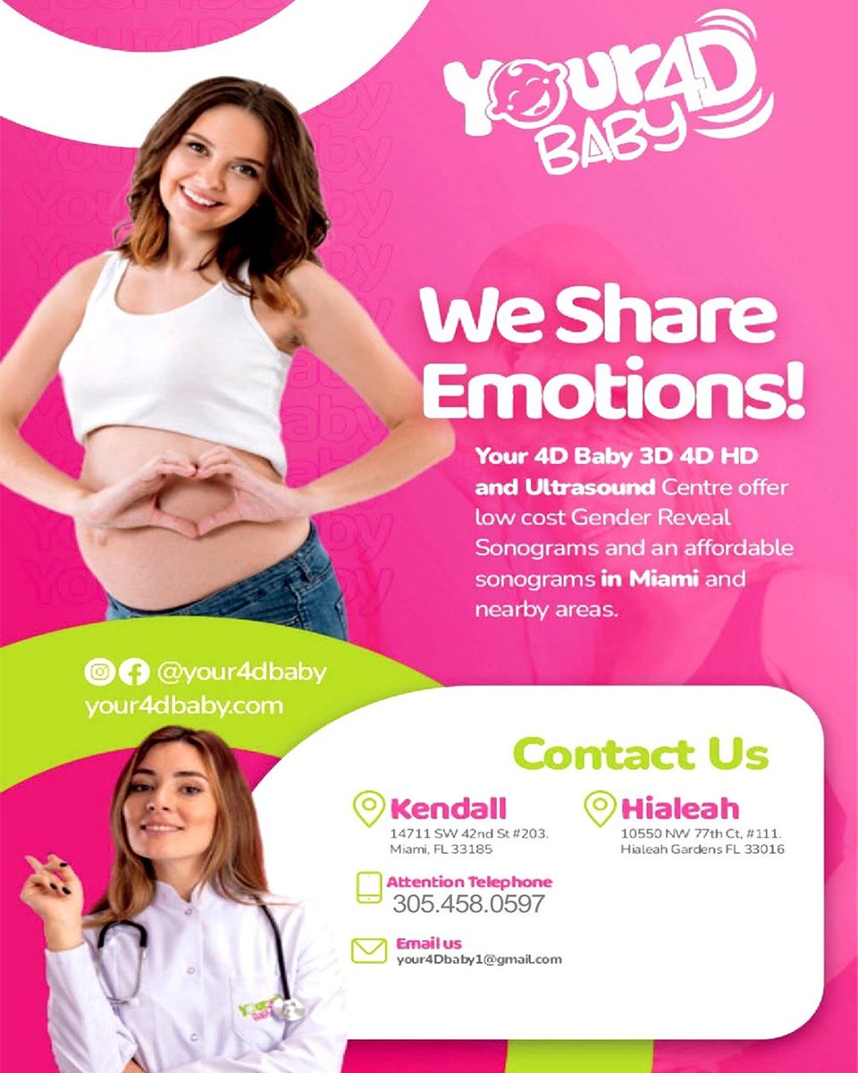 👶✨ Ecografía 3D/4D HD en Miami para ver a tu bebé en alta definición.
Gender Reveal + ultrasonidos emocionales en Kendall y Hialeah.
📞 305.458.0597 – your4dbaby.com
 Viví la experiencia.