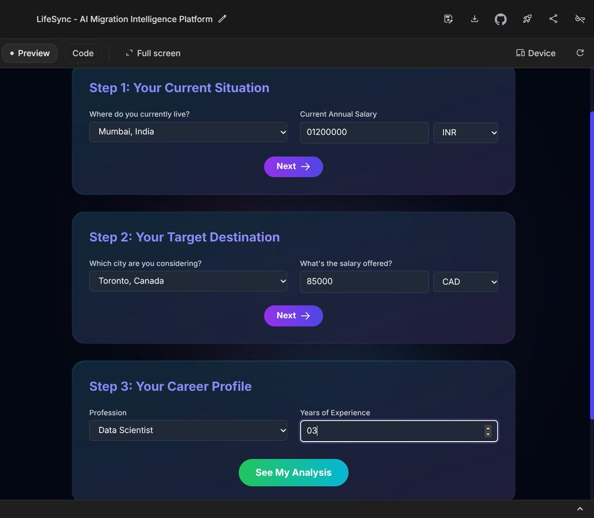kingkishore1075's tweet image. Thinking of moving abroad?
Building a migration-analysis MVP that started as a random idea and now has way too many features but we ball 💻💭
My MVP is 70% functioning 30% pls don’t crash during demo
#buildinpublic #codingvibes #MVP #devlife #founderlife #vibecoding