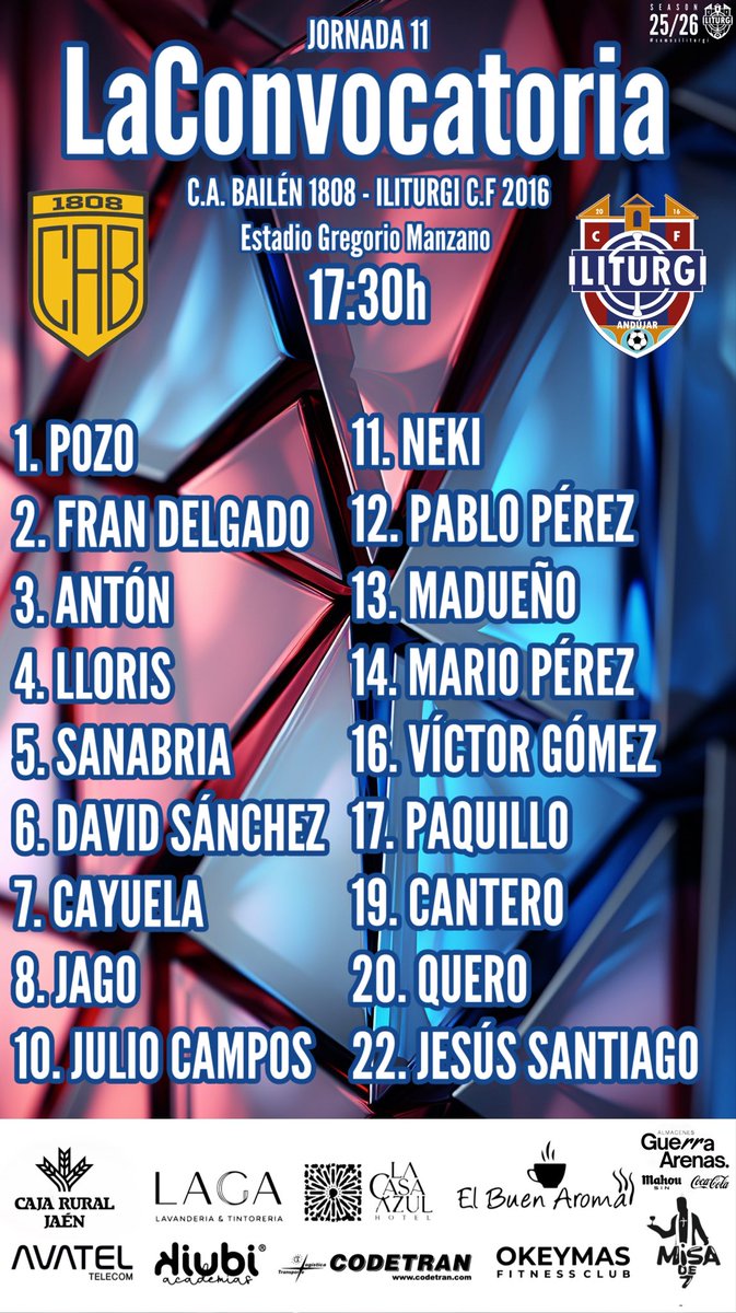 LaConvocatoria de <a href="/Galisteo92/">Sergio Galisteo Serrano</a> para medirse mañana en el Gregorio Manzano a un difícil rival !!! Hará un año que empezó en nuestro banquillo y visita el mismo estadio !!! VAMOS A POR LOS 3 !!!
#juntosomosmasfuertes