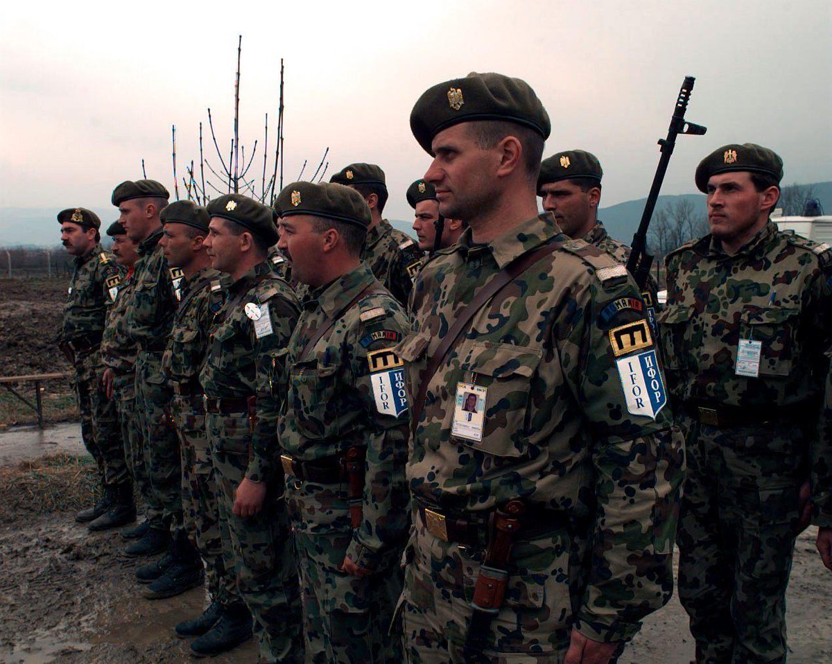 GHarward's tweet image. Romanian soldiers in Bosnia Herzegovina in the mid-1990s.