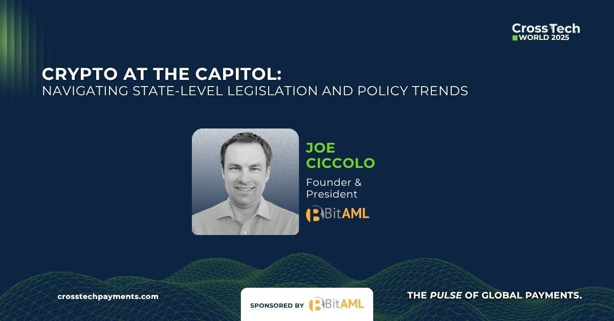 Join us in a special breakout session with Joseph Ciccolo, Founder &amp; President at <a href="/BitAML/">BitAML</a>: “Crypto at the Capitol: Navigating State-Level Legislation and Policy Trends. 

📅 Nov 18–20 | Miami
🎟️ Don’t miss it → crosstechpayments.com/crosstech-worl…