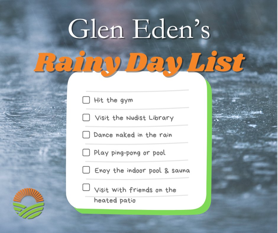 GlenEdenSunClub's tweet image. 🌧️ Rainy day at Glen Eden? Plenty to do—gym, library, indoor pool &amp;amp; sauna, ping pong &amp;amp; pool, or even dancing in the rain.
What’s your go-to rainy-day activity here?

#GlenEdenSunClub #ClothingFreeCommunity #CommunityVibes #RelaxAndUnwind