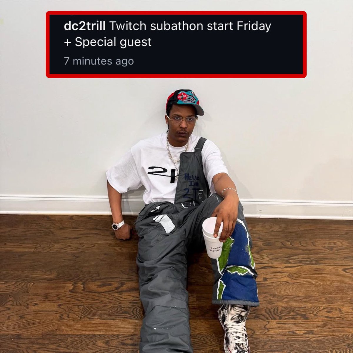 Dc2trill confirms his first Twitch Subathon will start on Friday with a special guest(s) 👀🫗