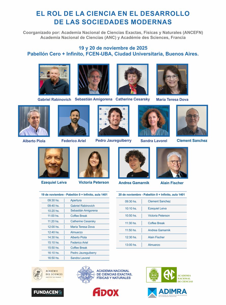 AncefnA's tweet image. “El rol de la ciencia en el desarrollo de las sociedades modernas”
🗓️ 19/11 y 20/11 en Ciudad Universitaria, Pabellón 0 + Infinito - aula 1401

@Cviroflay @gabyrabi @PiolaAlberto @arg_epilab @Pjaureguiberry @vpeterson09 @GamarnikLab @PrAlainFischer