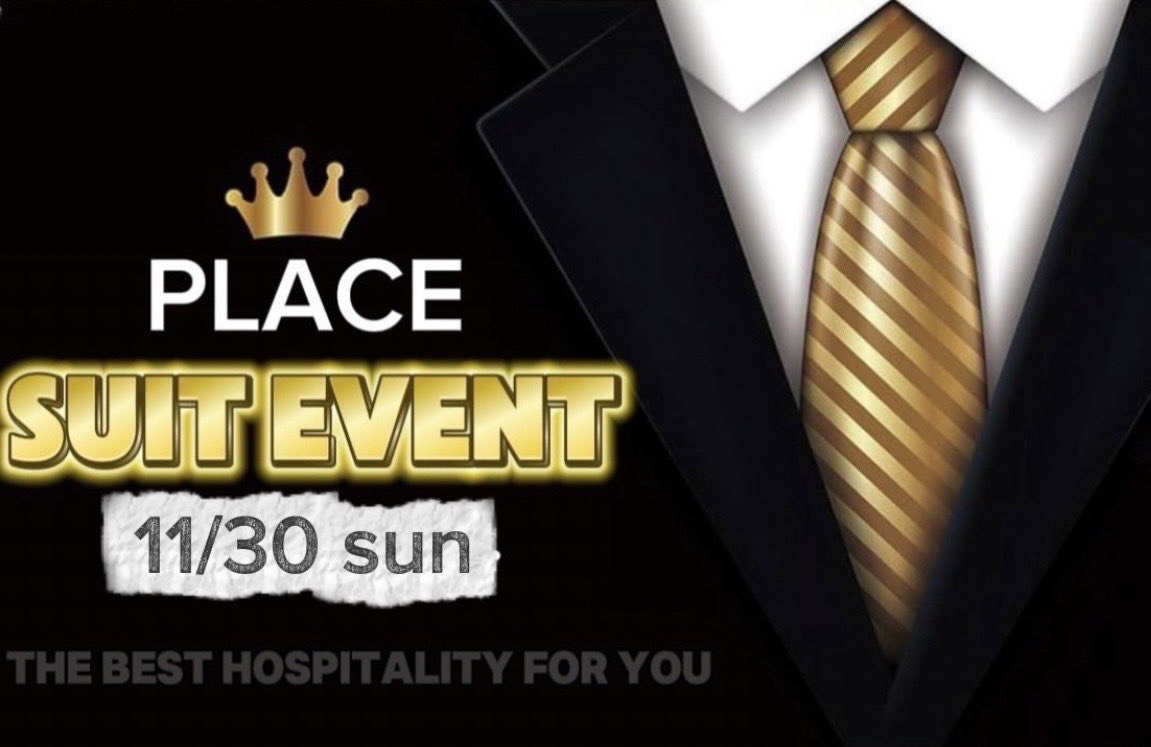 MensBarPLACE's tweet photo. Men's Bar PLACE 出勤情報

PLACE従業員スーツで出勤👔

皆様ご来店お待ちしております！

仁@PLACE_jiiin 
みづき@place_mizuki
どすこい将吉@ATTENTIVE_shok
しん@PLACE__SHIN
タイシ@place_taisi
有栖大雅@ATTENTIVE_taiga
hiro @ATTENTIVE_hiro6
だいふくふく。@place_fuku
DAI @place_dai 
ヒカル@ATTENTIVE_hika
風馬@ATTENTIVE_fuum
