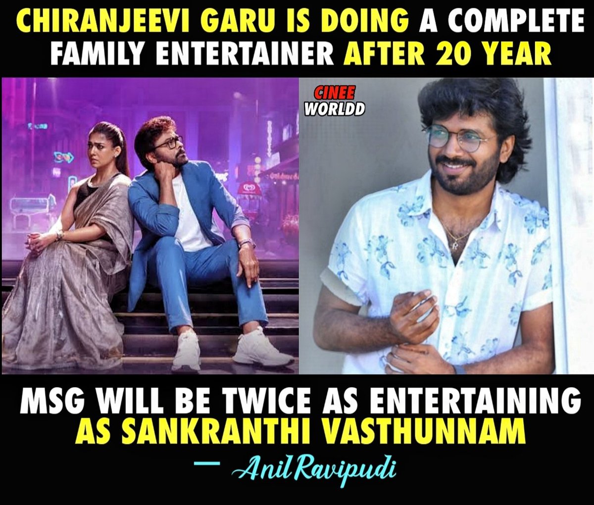 Cinee_Worldd's tweet image. #AnilRavipudi about 
#ManaShankaraVaraPrasadGaru!!

#Chiranjeevi #Nayanthara #MSG