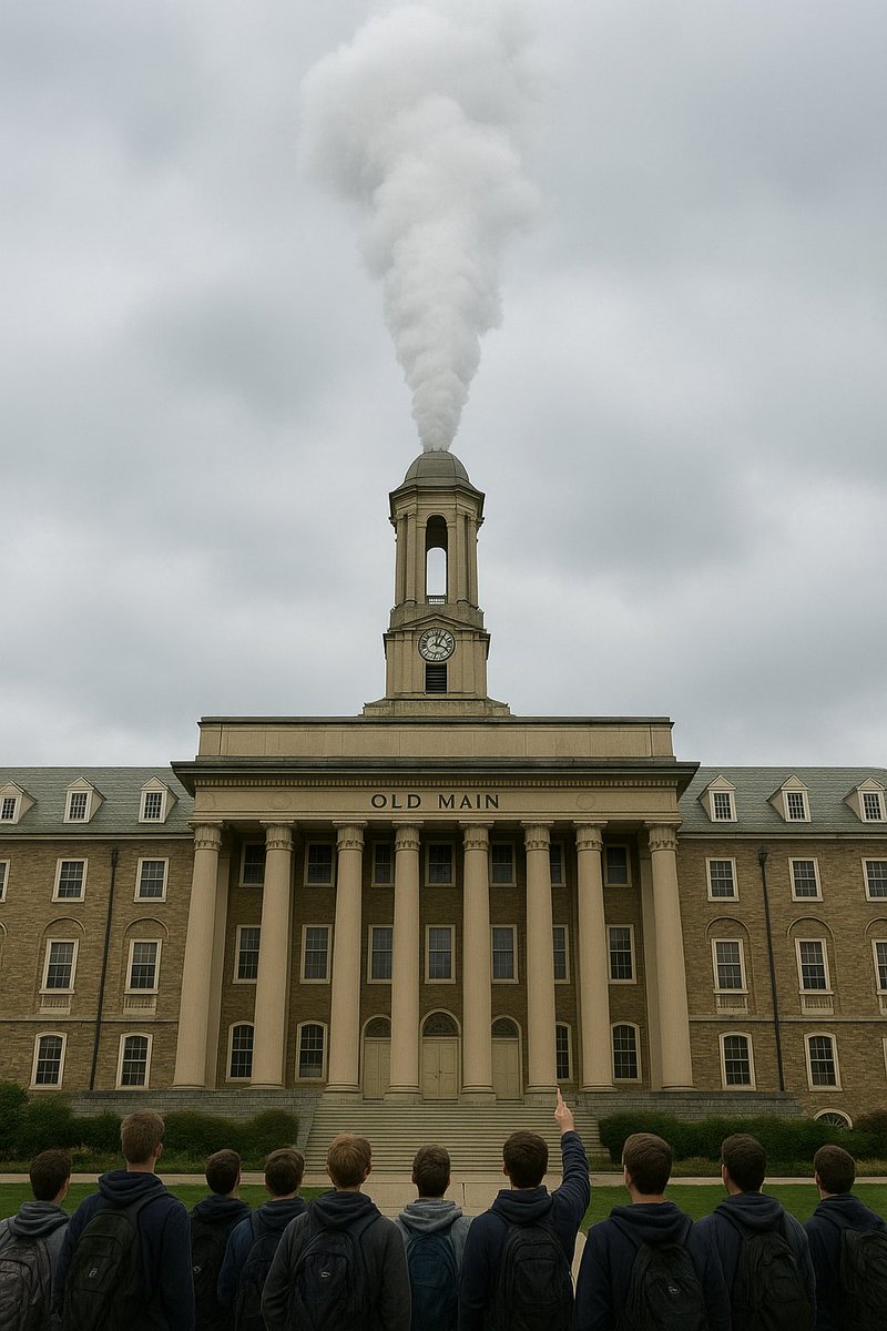 PennStateMafia's tweet photo. Just think, soon, white smoke will emerge from Old Main, and Penn State will have a new Head Football Coach. Until then, the vigil continues. https://t.co/3y9W2j2NXu