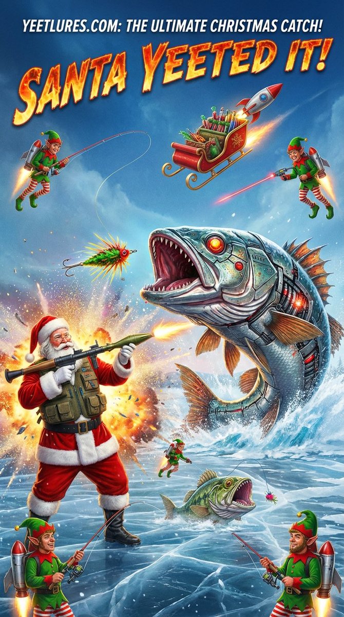 Promptalyst's tweet image. THE NORTH POLE JUST WENT TACTICAL. 💥🎅🎣

Don&apos;t give another boring pair of socks this Christmas. Give the angler in your life the gear that lands the legendary catches.

👇 SHOP THE ULTIMATE CHRISTMAS CATCH 

➡️ YEETLURES.COM ⬅️

#SantaYeetedIt #Yeetlures #FishingLife