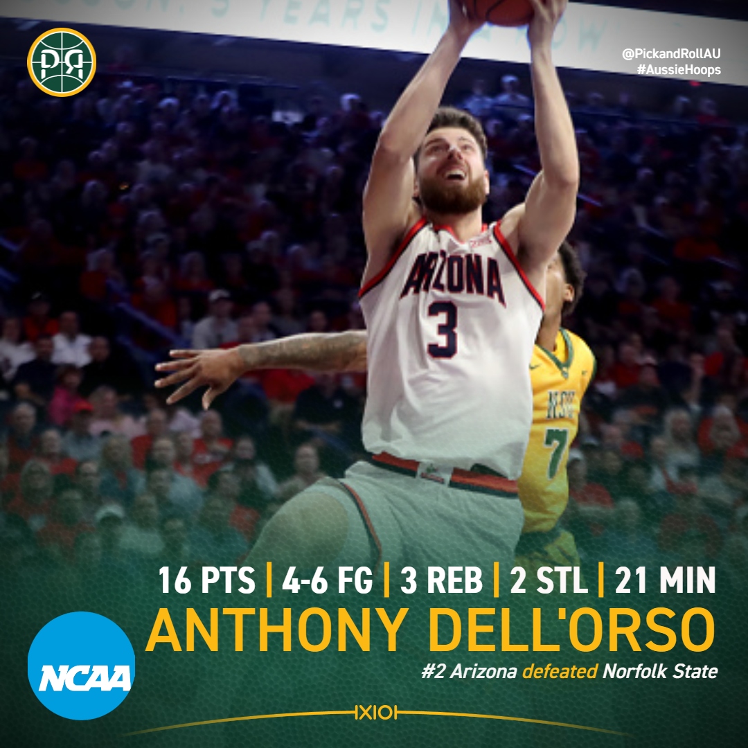 PickandRollAU's tweet image. Anthony Dell&apos;Orso added 16 points as #2 ranked Arizona blew out Norfolk State, 98-61, at the Wildcat Classic.
#AussieHoops #NCAAMBB