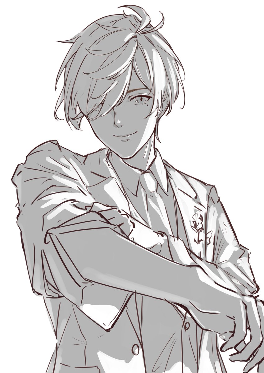 女性キャラしか描いてこなかった奴が描く、やしきずさんとオリバー先生。
色は気が向いたら塗るかも