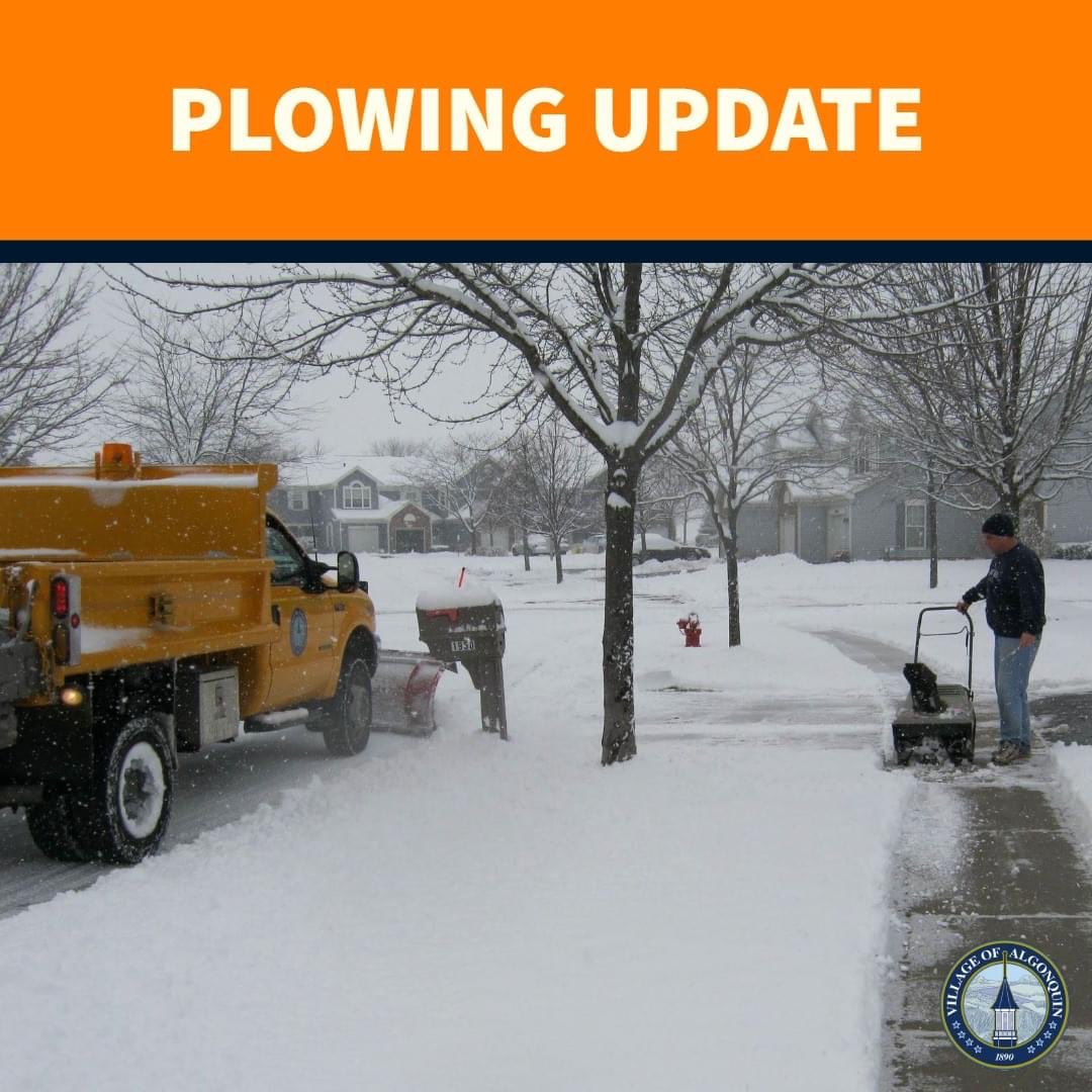 Winter Operations Update: Plow crews remain in full plowing mode, with both our downtown and cul-de-sac contractors also on the roads. We’ve received over 7 inches of snow so far. Our crews completed a shift change at 6 PM, and trucks will continue operating throughout the night.