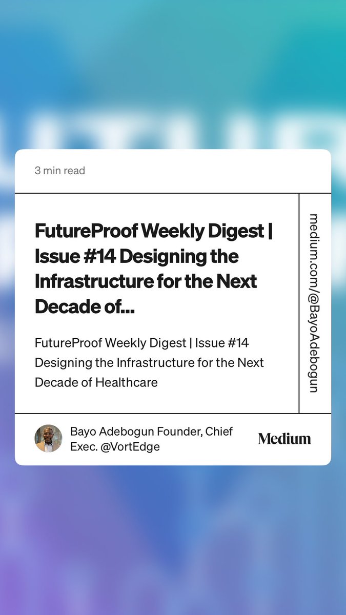 BayoAdebogun's tweet image. Around the world, a new class of innovators is making this shift visible. Communities once disconnected from reliable care are becoming early beneficiaries of infrastructure thinking — where hardware, intelligence, and human capability converge. medium.com/@BayoAdebogun/…