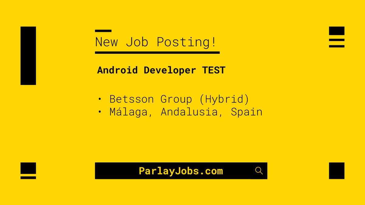 ParlayJobs's tweet image. ⚡ Android Developer TEST ⚡
• Betsson Group
• Málaga, Andalusia, Spain (Hybrid)
• 2-5 years experience

parlayjobs.com/jobs/android-d…