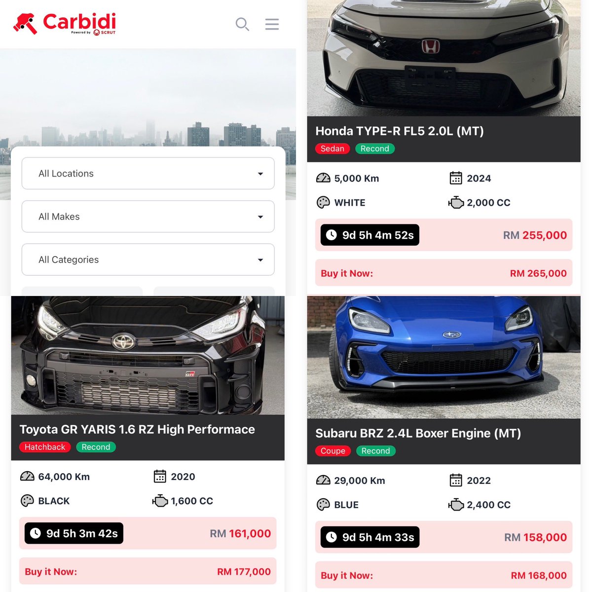 HezeriSamsuri's tweet photo. Hadoi….. harga dia, tak leh tahan.
Boleh bid harga atau beli at agreed price dia. 
Ini bawah Scrut ni, gerenti tak pusing meter.

https://t.co/97eUOjLhwI

1. Harga bermula macam harga pre-order, TAPI kereta semua ready stock di Malaysia. Tak payah tunggu.

2. Semua kereta yang disenarai adalah SCRUT verified. Mileage tak pusing dan dah ada report SCRUT integrity inspection (Sii).

3. SCRUT leverage nama dan integrity untuk bangunkan Carbidi supaya masyarakat tak perlu berfikir panjang buang masa untuk datang tengok, beli kereta.

4. Selepas menang, 30 hari diberi untuk apply loan.

5. Fee masuk bidding RM20, platform fee kalau menang 2%.

6. Idea asalnya adalah untuk penjual yang berintegriti yang nak cuba jual cepat dengan turunkan harga. Rakyat dapat bargain, penjual dapat jual cepat.

7. Pembeli tak payah fikir 2-3 kali atau nak beli report SCRUT lagi. Biar purely online.